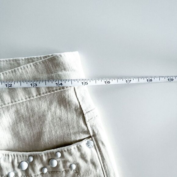 Olsen Women's Pants Wide Leg White Circle Stud Classic Off White Size 6 - Picture 6 of 9